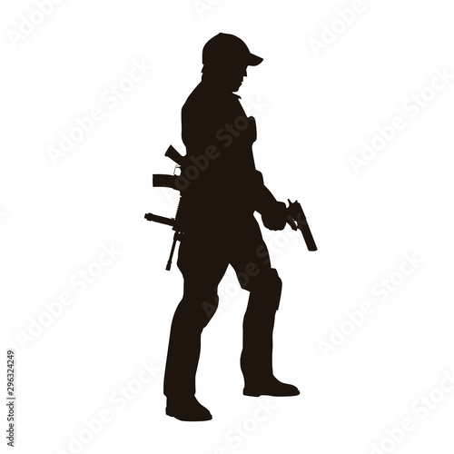 People Holding Firearms Silhouette