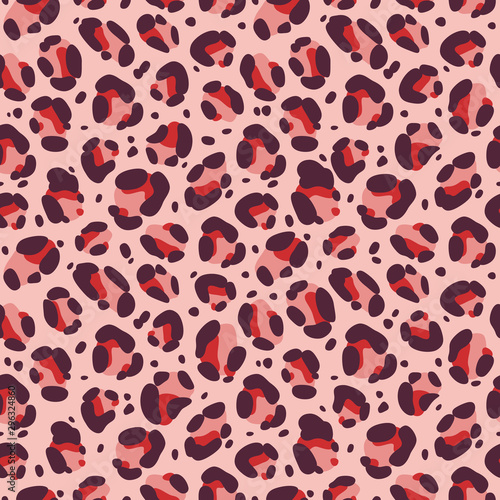 Fabric texture abstract pink vector backdrop. Leopard seamless pattern. Animal print background.