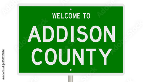 Rendering of a green 3d highway sign for Addison County photo