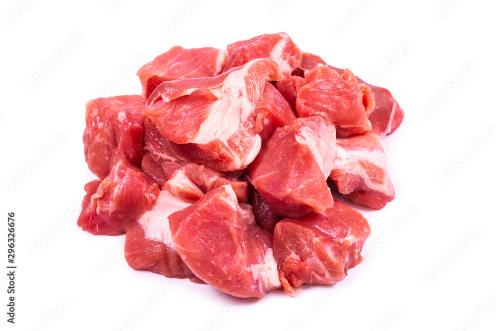 Fresh raw pork pieces isolated. Fresh raw pork pieces isolated.