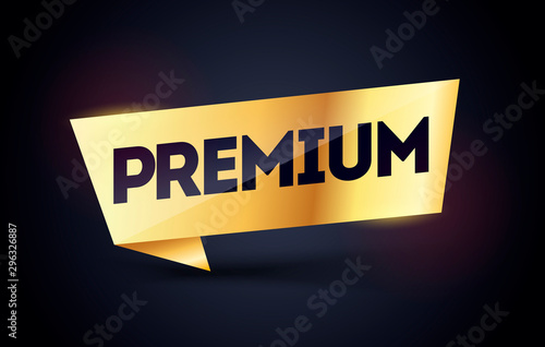 Vector Illustration Premium Black And Gold Label. Dark Luxury Golden Flag. Web Element. photo