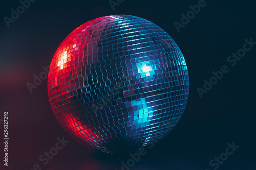 Fotografie, Obraz Big disco ball close up on dark background