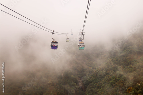 Landscape of Nong Ping Cable Car with smog