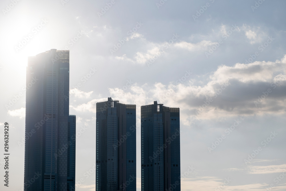 Skyscrapers against a clear sky Skyscrapers against a clear sky