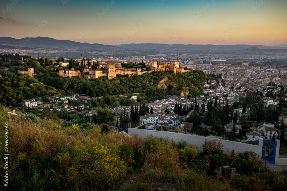 Sunset in Granada, Alhambra