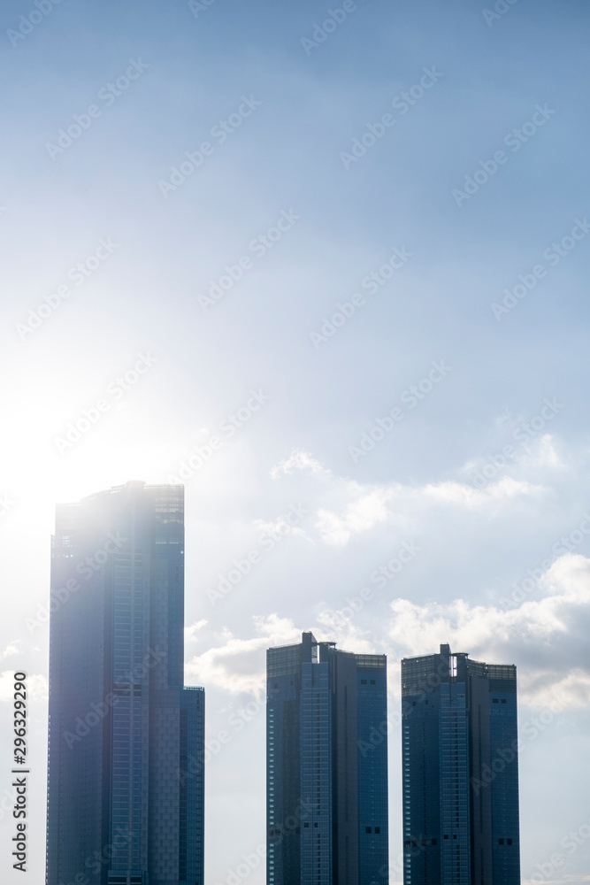 Skyscrapers against a clear sky Skyscrapers against a clear sky