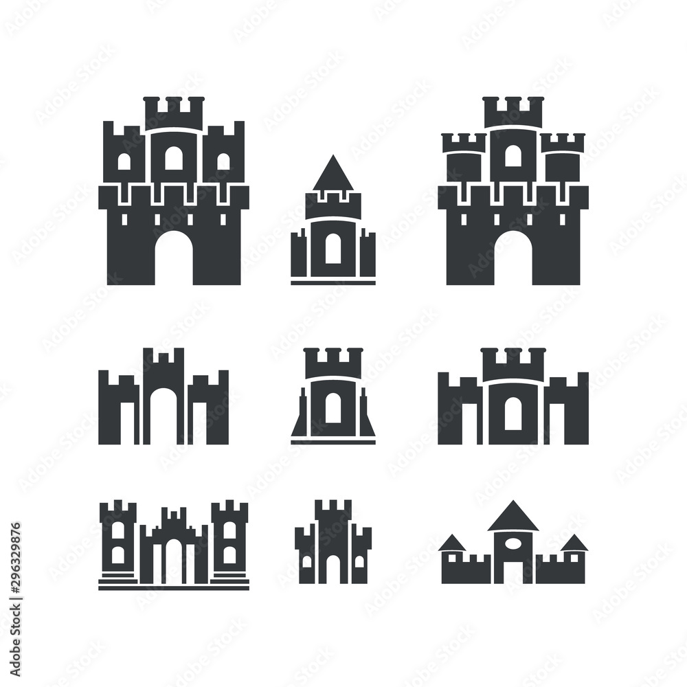 simple ilustration  castle editable logo set symbol design