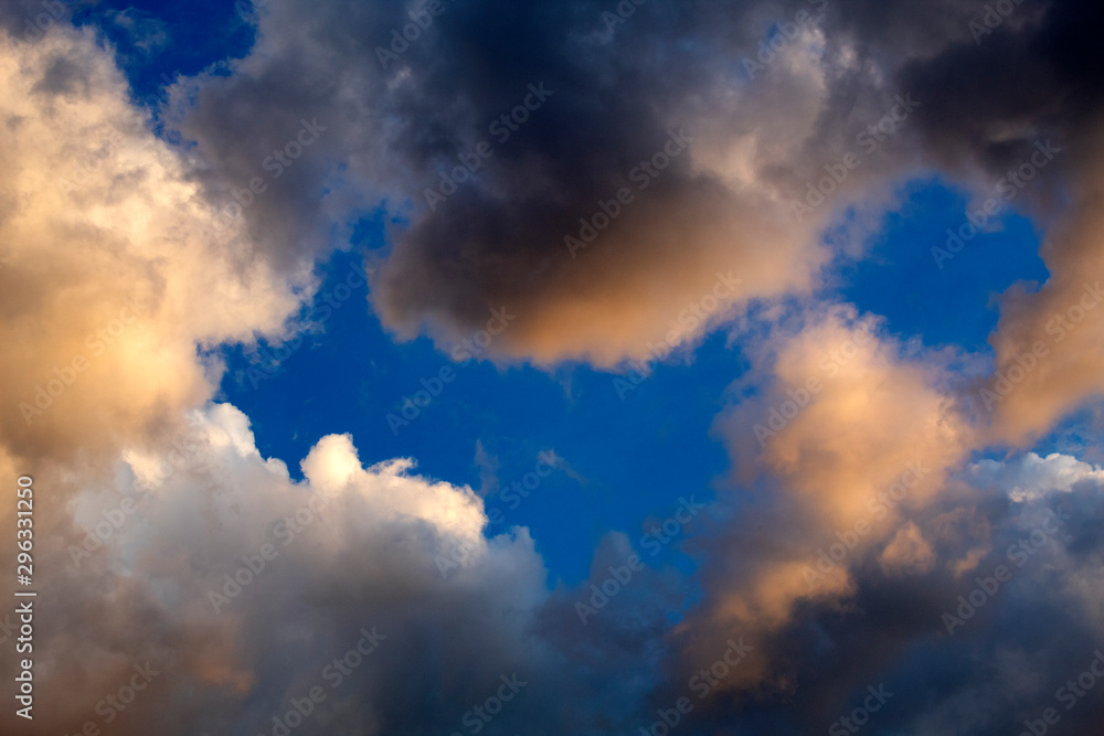 white clouds and gray on blue sky ,nature cloud