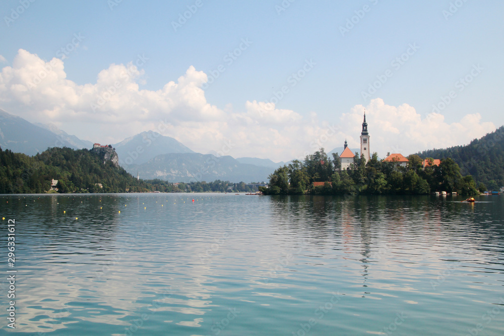 Lake Bled, view from the embankment, Slovenia	