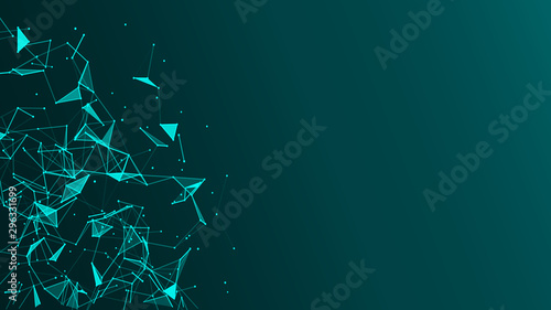 Abstract background with connecting dots and lines. Network connection structure. Plexus effect. Vector Illustration.