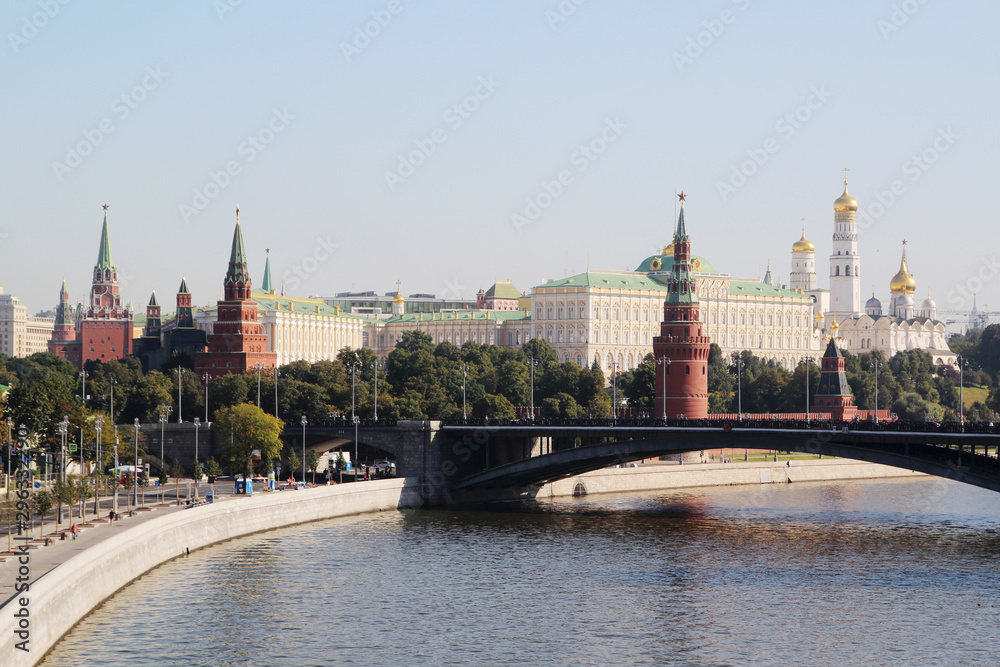 View to Moscow Kremlin from Patriarshy Bridge, Russia