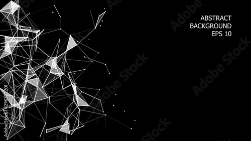 Abstract background with connecting dots and lines. Network connection structure. Plexus effect. Vector Illustration.