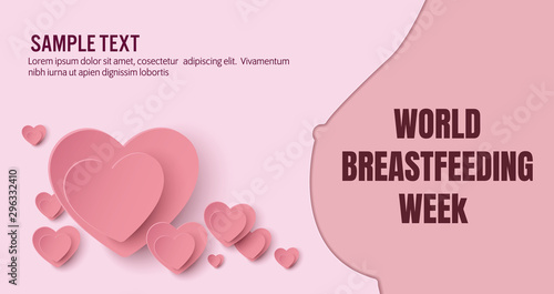 breastfeeding banner. campaign for mother feeding a baby with breast with nature