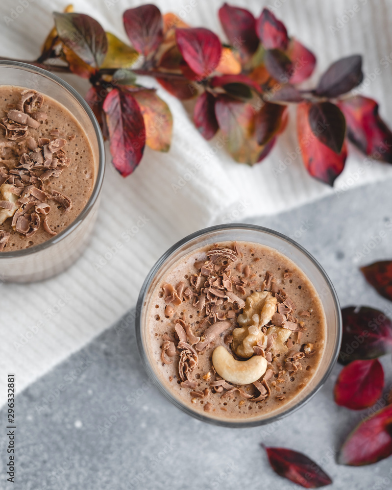 chocolate mousse with nuts in a glass cup chocolate mousse with nuts in a glass cup