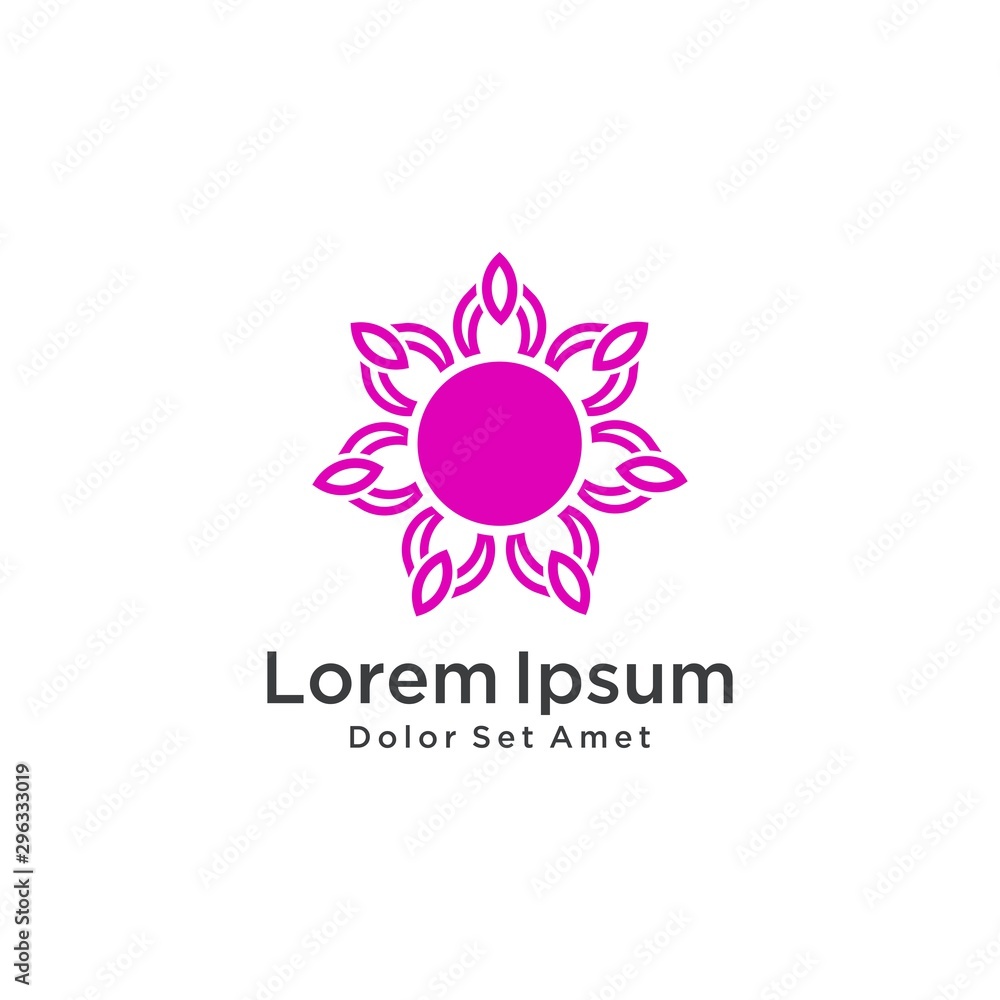 line art, elegant flower logo vector icon template