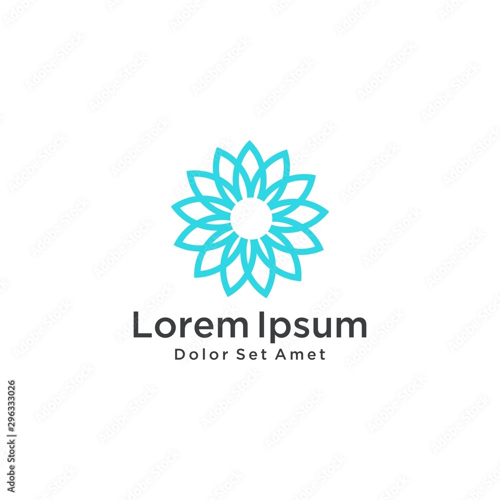 line art, elegant flower logo vector icon template