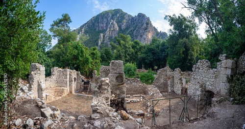 Fototapeta Naklejka Na Ścianę i Meble -  Olympos antique city ruins. Archeological excavation zone. Kemer, Antalya, Turkey.