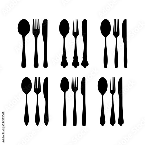 Cutlery silhouettes. Spoon, knife, forks. Ready to use vector elements