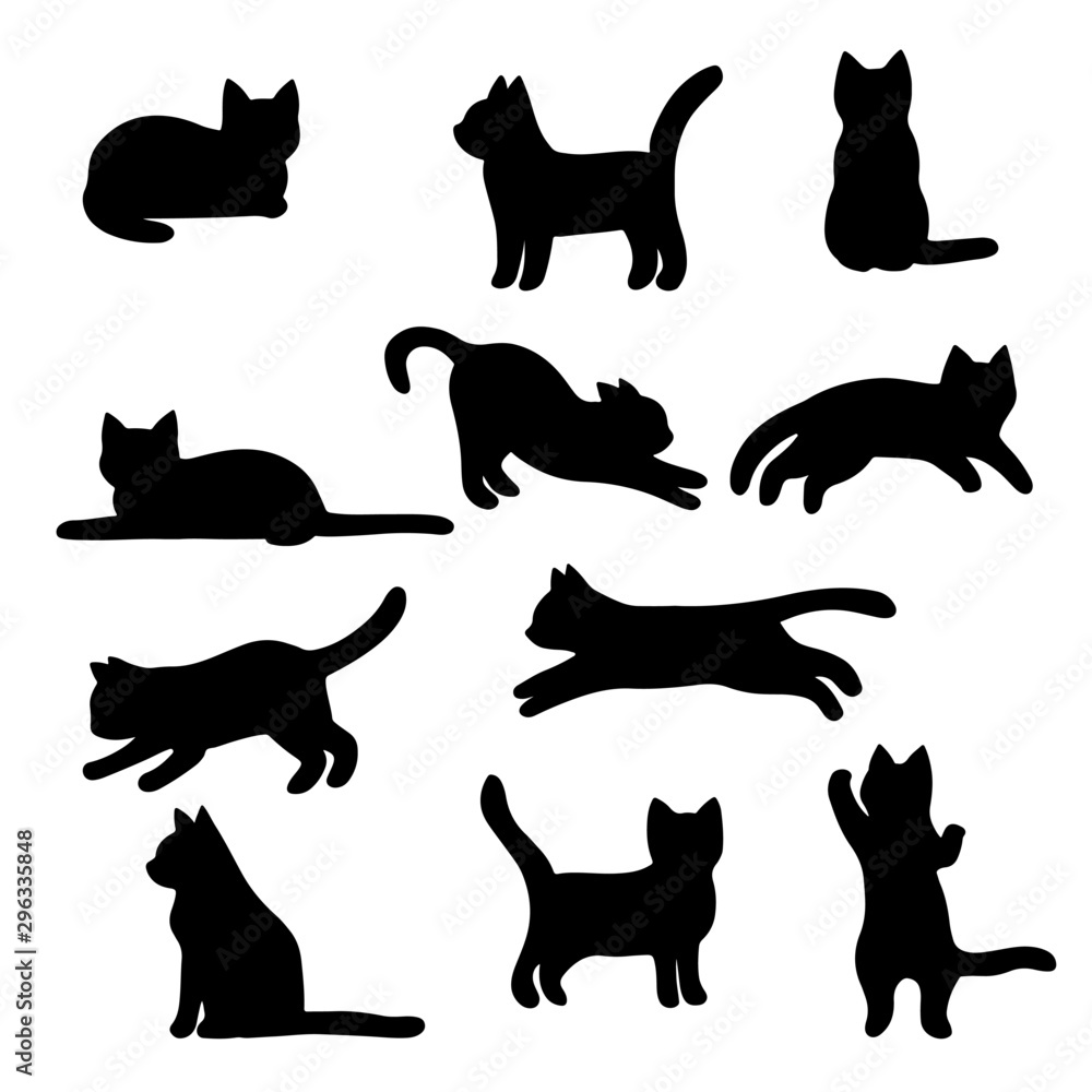 Fototapeta Isolated Cats on the white background. Cats silhouettes. Vector EPS 10.