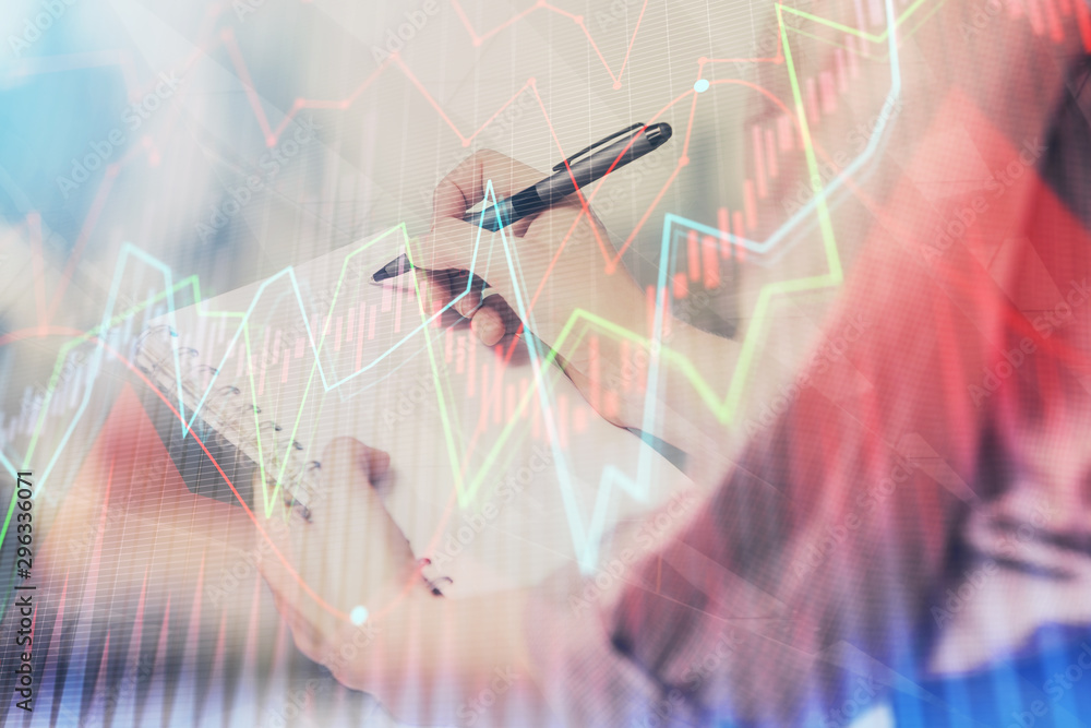 custom made wallpaper toronto digitalMulti exposure of hands making notes with forex chart huds. Stock market concept.