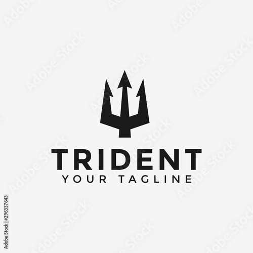 Trident Neptune Poseidon logo design Template