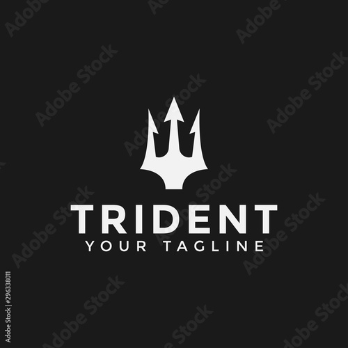 Trident Neptune Poseidon logo design Template