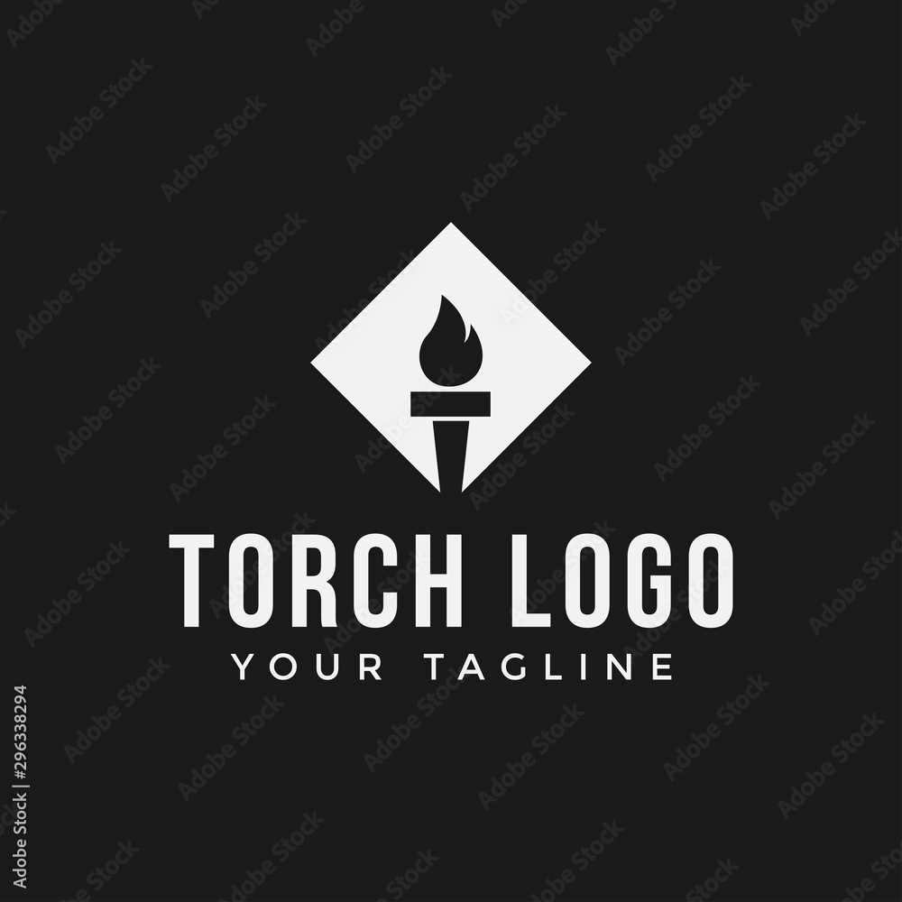 Square Flame Fire Torch Logo Design Template Square Flame Fire Torch Logo Design Template