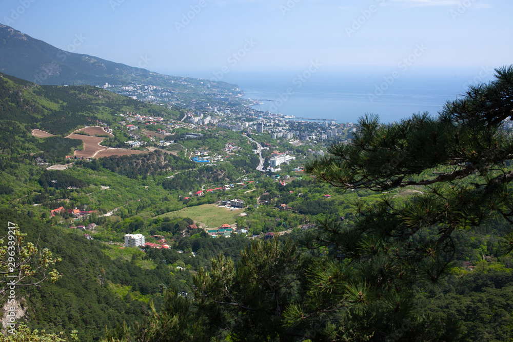 Panorama of the city of Yalta. In the background is the Black Sea.