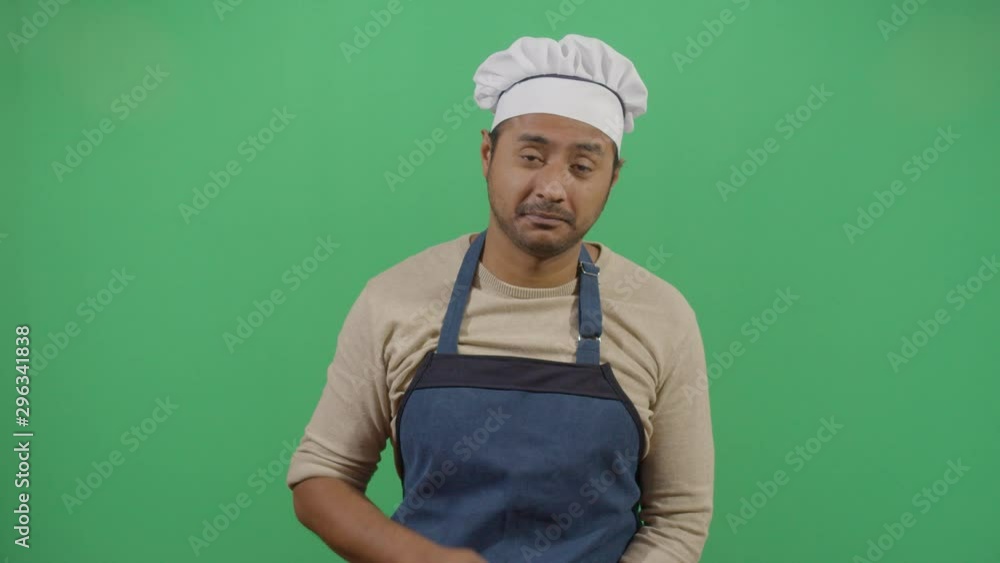 Bad Smeling Hands Expressed By A Adult Man Cook. Studio Isolated Shot Against Green Screen Background Bad Smeling Hands Expressed By A Adult Man Cook. Studio Isolated Shot Against Green Screen Background