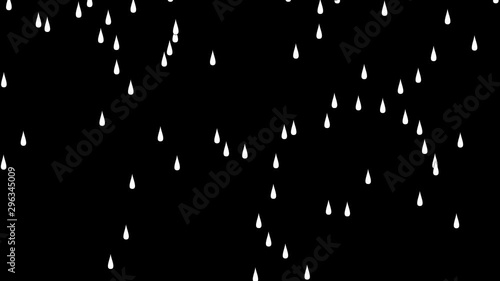 Falling 2d rain animation seamless loop with alpha channel