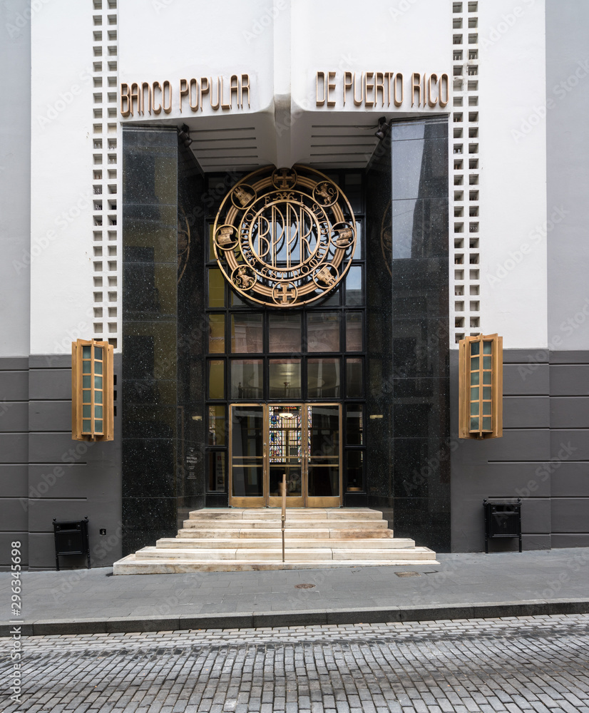 Stockfoto Banco Popular de Puerto Rico entrance in San Juan Adobe Stock