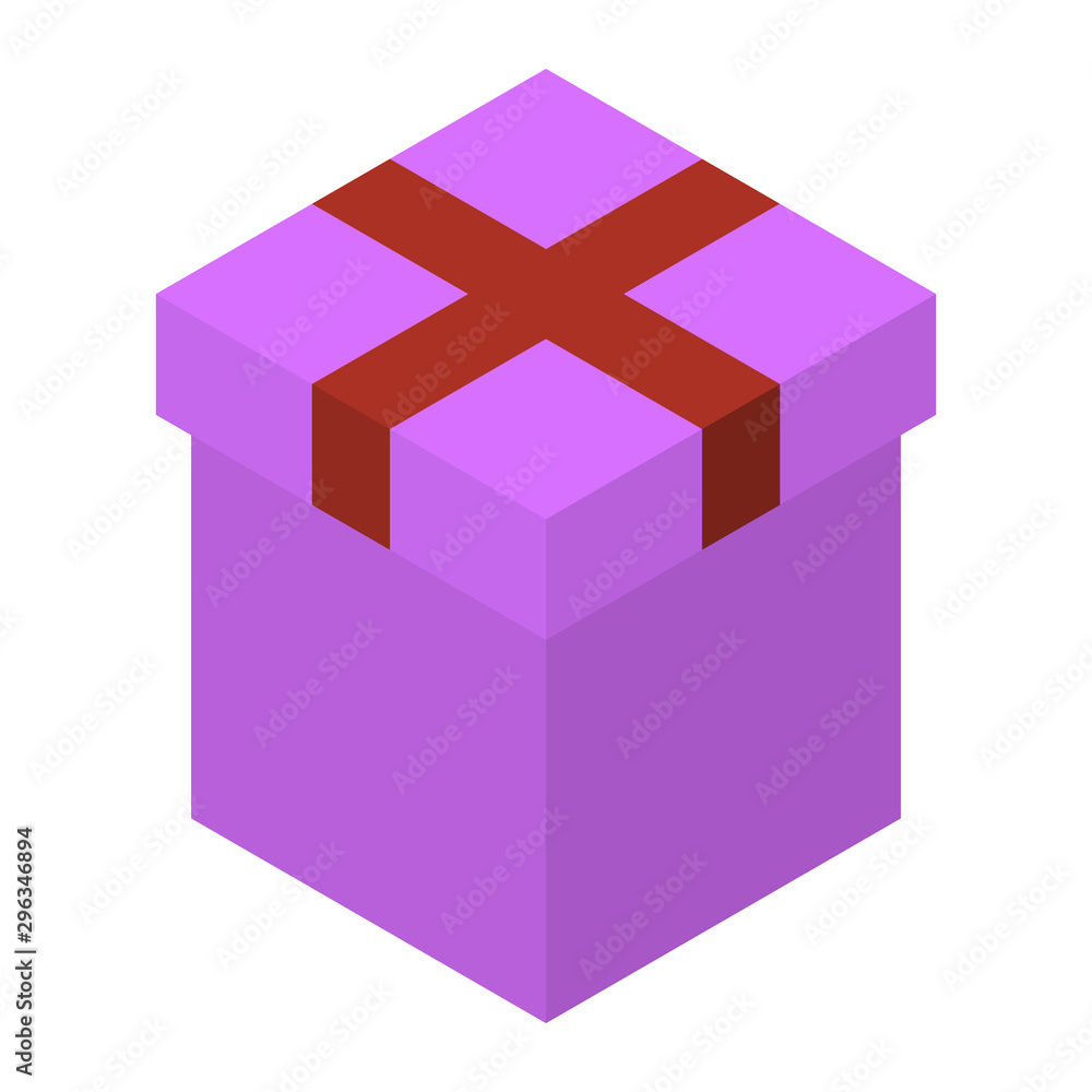 Vector illustration of a big gift box. Bright gift box with red ribbons. Gift box, packing.