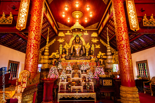 CHIANG RAI, THAILAND - October 11, 2019 : The Phrachao Lan Thong in Phra Kaew temple photo