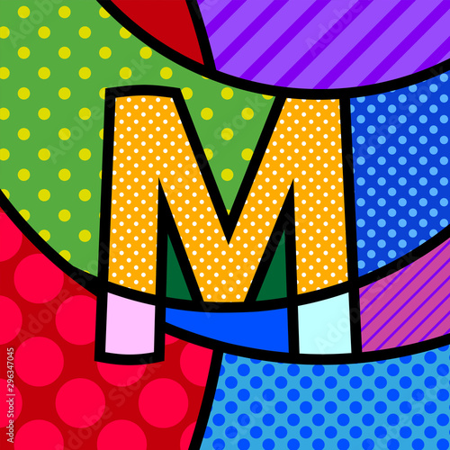 M Pop Art modern alphabet letter for your design.
