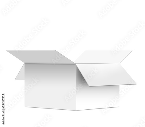 Blank opened white box isolated