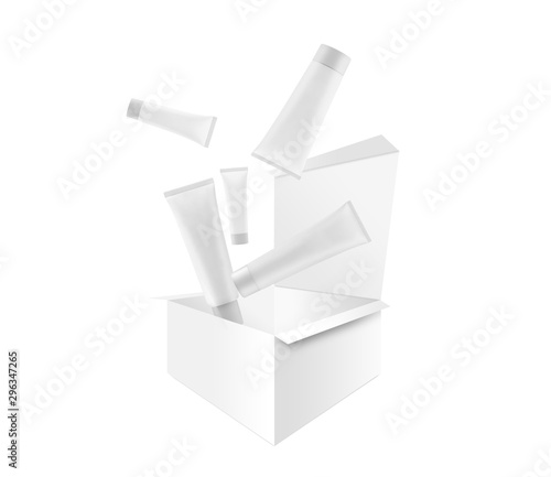 Blank white box and white tube isolated