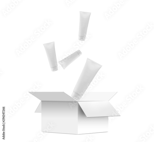 Blank white box and white tube isolated