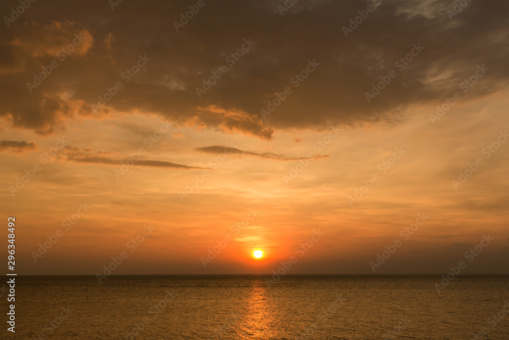 Twilight sky background. Colorful Sunset sky and cloud.vivid sky in twilight time background. Fiery orange sunset sky. Beautiful