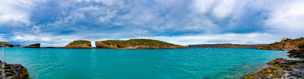 Pure crystal turquoise water of Blue Lagoon in Comino Malta Pure crystal turquoise water of Blue Lagoon in Comino Malta