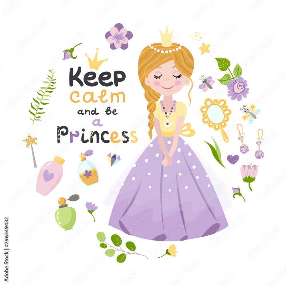 Poster with princess and lettering Poster with princess and lettering