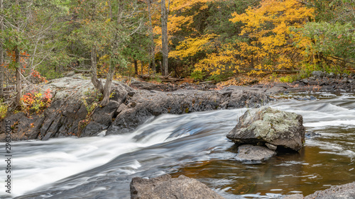 Rapids along rivers edge fall colours (colors) landscape