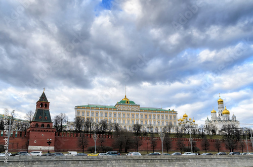 MOSCOW,RUSSIA - MARCH 11,2014: View of the Grand Kremlin Palace and the Ivan the Great Bell. Moscow.