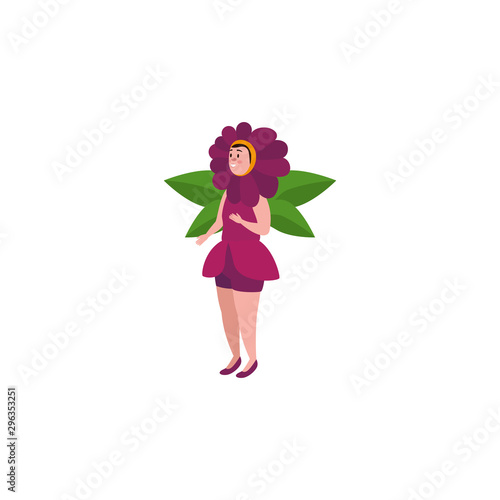 woman disguised of flower isolated icon vector illustration design