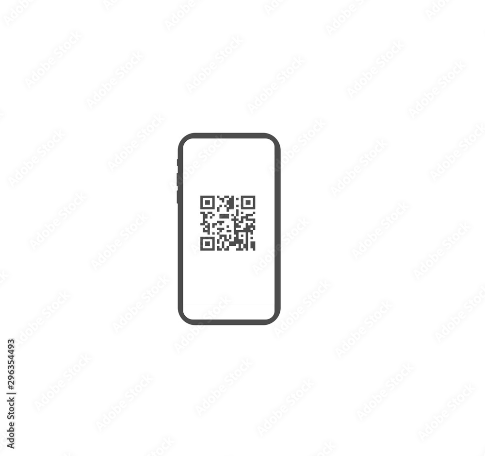 Scan QR code with mobile smart phone - Stock Illustration. Online shopping  with the scan app Stock Vector | Adobe Stock