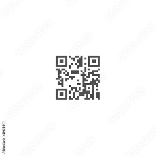 QR code vector icon, scan. Gray flat vector icon on isolated background. Shopping online through the website using QR code