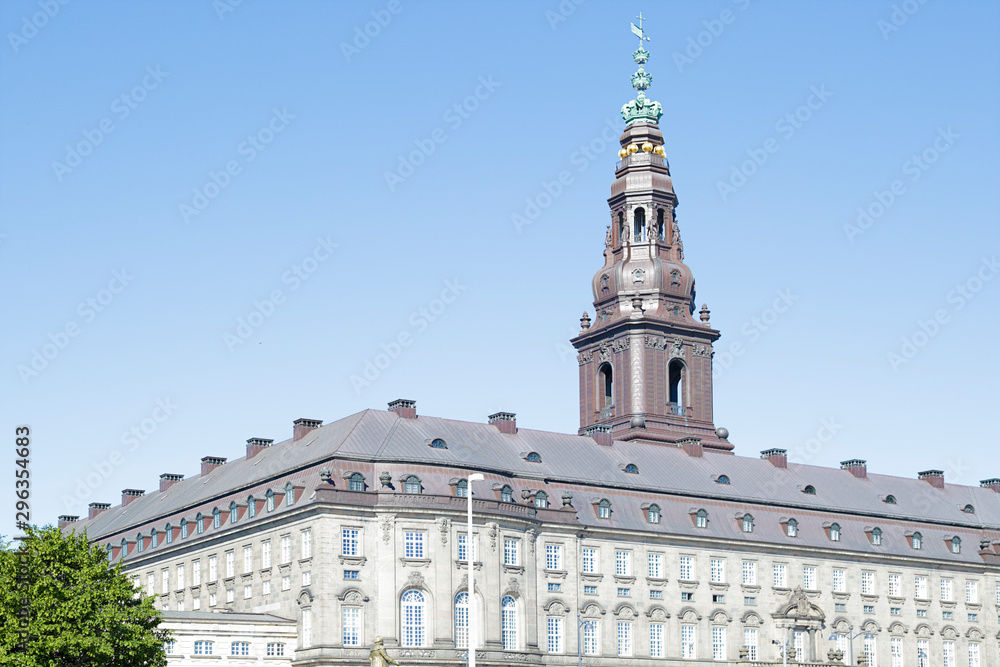 Fototapeta premium Christiansborg Palace is a palace and government building on the islet of Slotsholmen in central Copenhagen, Denmark