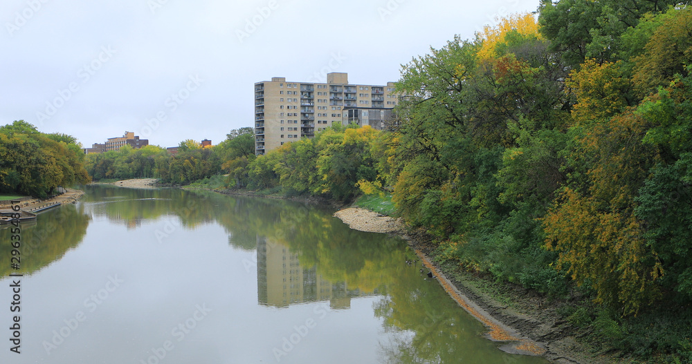 View of Assiniboine River in Winnipeg, Canada