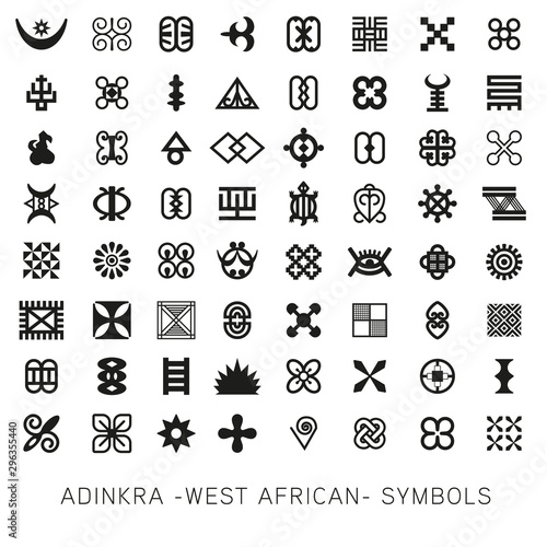 Set of akan and adinkra -west african- symbols vector photo