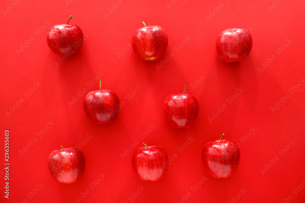 Ripe apples on color background Ripe apples on color background