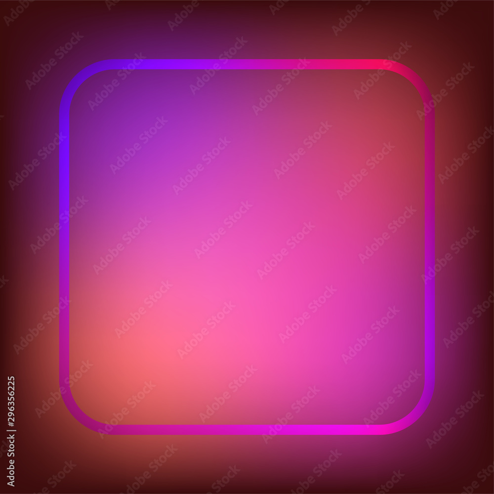 Neon sign.Rectangle glowing light banner with blank space. Electric rectangle frame on violet and pink background.Neon right-angled background with flares and sparkles. Vintage vector illustration Neon sign.Rectangle glowing light banner with blank space. Electric rectangle frame on violet and pink background.Neon right-angled background with flares and sparkles. Vintage vector illustration